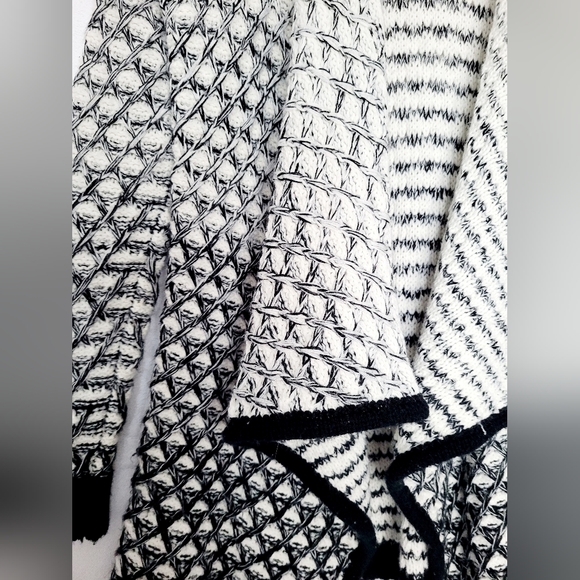 Design Lab Women 100% Acrylic Open Front Knit  Cardigan Black &White Ombre Small - Picture 14 of 16
